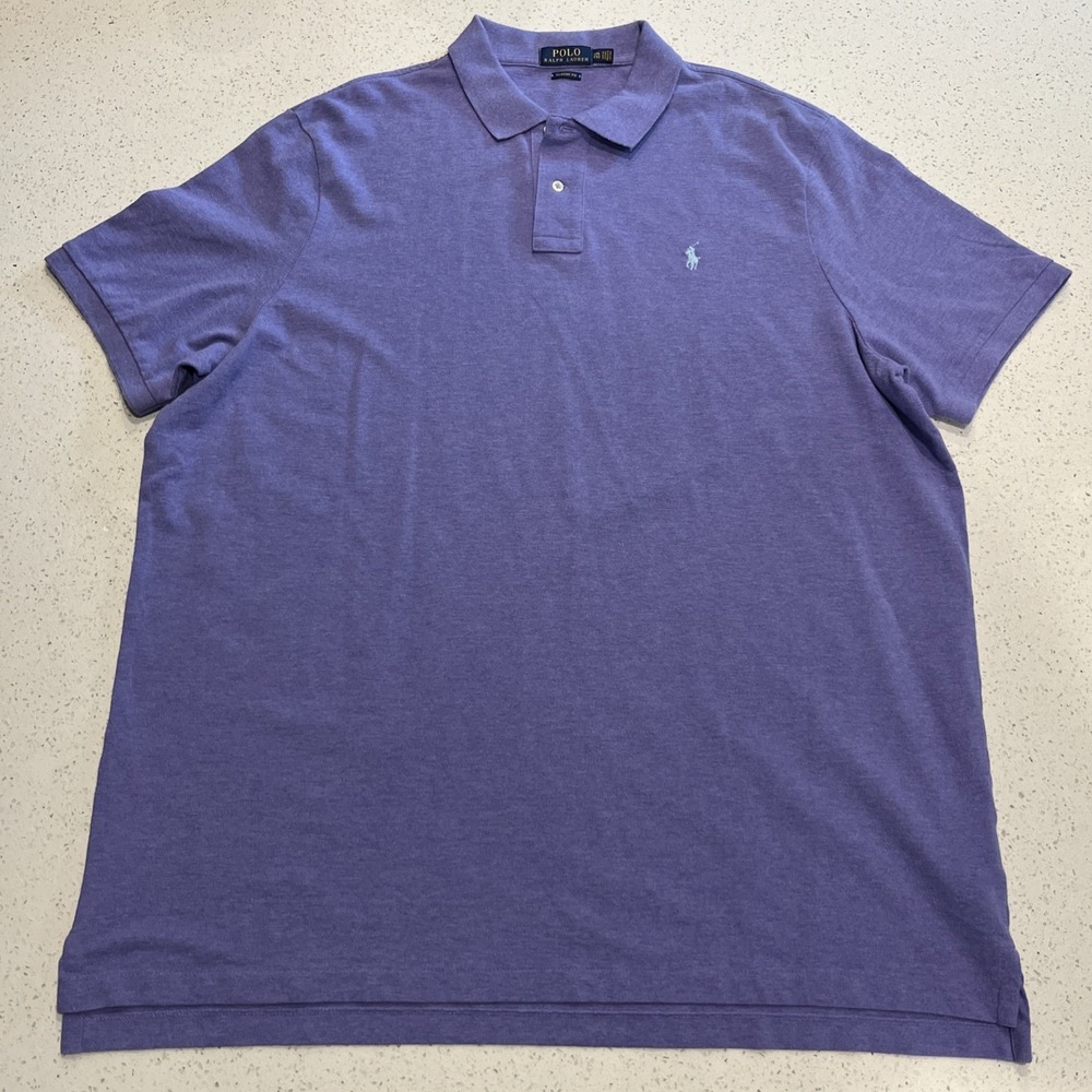 Polo Ralph Lauren Polo Shirt Men's XXL Purple Classic Fit Lime Pony Logo